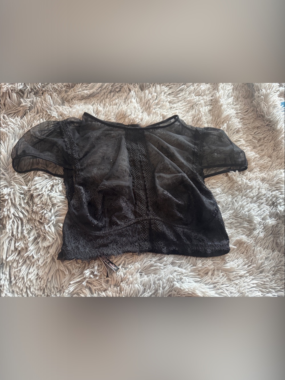 Victoria's Secret Black Sheer Lace Crop Top- Size M